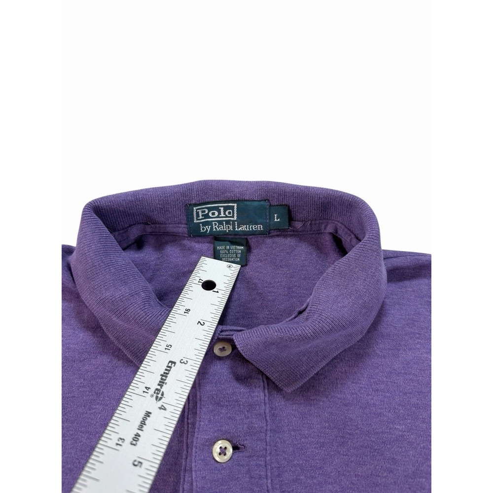Polo Ralph Lauren Mens Large Purple Short Sleeve Yellow Pony Polo Shirt Cotton - Picture 3 of 8